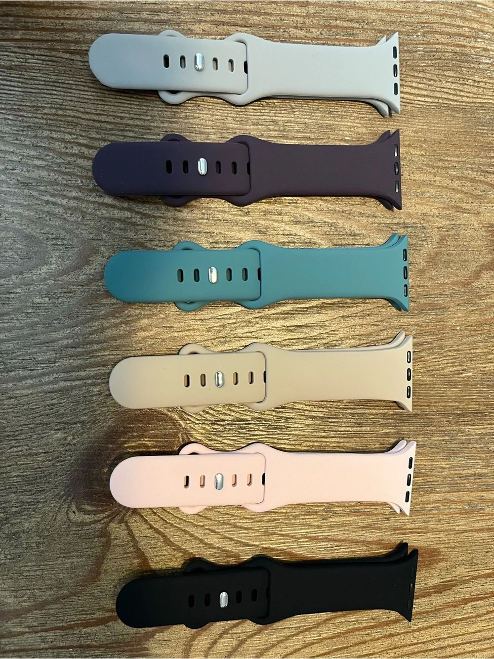 Silicone Apple Watch Band 6 in Black, Pink, and Teal